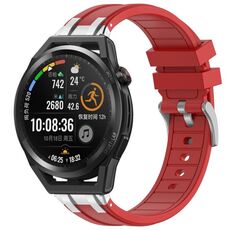 Per Huawei Watch GT Runner 22mm Quick Release Silver Buckle Royal Silicone Watch Band (Rosso)