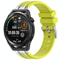 Per Huawei Watch GT Runner 22mm Quick Release Silver Buckle Royal Silicone Watch Band (Vital Yellow)