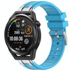 Per Huawei Watch GT Runner 22mm Quick Release Silver Buckle Royal Silicone Watch Band (Celeste)