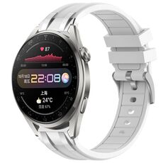 Per Huawei Watch3 Pro 22mm Quick Release Silver Buckle Royal Silicone Watch Band (Bianco)