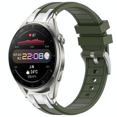 Per Huawei Watch3 Pro 22mm Quick Release Silver Buckle Royal Silicone Watch Band (verde oliva)