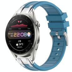 Per Huawei Watch3 Pro 22mm Quick Release Silver Buckle Royal Silicone Watch Band (blu mare)