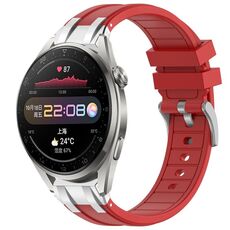 Per Huawei Watch3 Pro 22mm Quick Release Silver Buckle Royal Silicone Watch Band (Rosso)