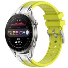 Per Huawei Watch3 Pro 22mm Quick Release Silver Buckle Royal Silicone Watch Band (Vital Yellow)