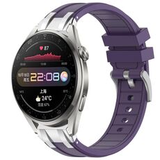 Per Huawei Watch3 Pro 22mm Quick Release Silver Buckle Royal Silicone Watch Band (Viola)