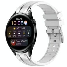 Per Huawei Watch 3 22mm Quick Release Silver Buckle Royal Silicone Watch Band (Bianco)