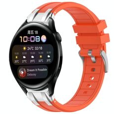 Per Huawei Watch 3 22mm Quick Release Silver Buckle Royal Silicone Watch Band (Arancione)