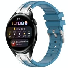 Per Huawei Watch 3 22mm Quick Release Silver Buckle Royal Silicone Watch Band (blu mare)