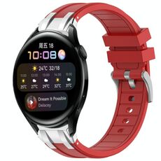 Per Huawei Watch 3 22mm Quick Release Silver Buckle Royal Silicone Watch Band (Rosso)