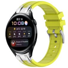 Per Huawei Watch 3 22mm Quick Release Silver Buckle Royal Silicone Watch Band (Vital Yellow)