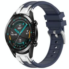 Per Huawei Watch GT2 46mm 22mm Quick Release Silver Buckle Royal Silicone Watch Band (Blu Navy)