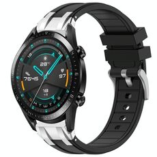 Per Huawei Watch GT2 46mm 22mm Quick Release Silver Buckle Royal Silicone Watch Band (Nero)