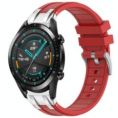 Per Huawei Watch GT2 46mm 22mm Quick Release Silver Buckle Royal Silicone Watch Band (Rosso)