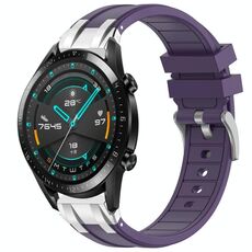 Per Huawei Watch GT2 46mm 22mm Quick Release Silver Buckle Royal Silicone Watch Band (Viola)