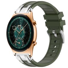 Per Honor Watch GS 4 22mm Quick Release Fibbia Argentata Cinturino Orologio in Silicone Reale (Verde Oliva)