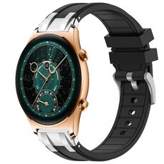 Per Honor Watch GS 4 22mm Quick Release Fibbia Argentata Cinturino Orologio in Silicone Reale (Nero)