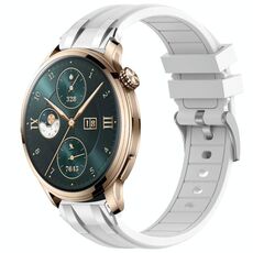Per Honor Watch 4 Pro 22mm Quick Release Fibbia Argentata Cinturino in Silicone Reale (Bianco)