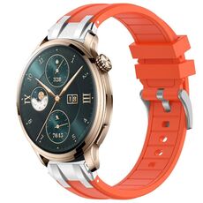 Per Honor Watch 4 Pro 22mm Quick Release Fibbia Argentata Cinturino in Silicone Reale (Arancione)