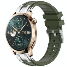 Per Honor Watch 4 Pro 22mm Quick Release Fibbia Argentata Cinturino in Silicone Reale (Verde Oliva)