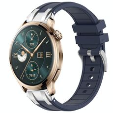 Per Honor Watch 4 Pro 22mm Quick Release Fibbia Argentata Cinturino in Silicone Reale (Blu Navy)