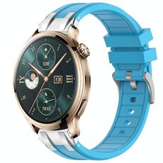 Per Honor Watch 4 Pro 22mm Quick Release Fibbia Argentata Cinturino in Silicone Reale (Blu Cielo)