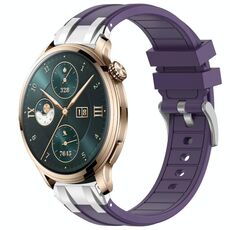 Per Honor Watch 4 Pro 22mm Quick Release Fibbia Argentata Cinturino in Silicone Reale (Viola)