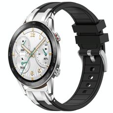 Per Honor Watch GS 3i 22mm Quick Release Fibbia Argentata Cinturino Orologio in Silicone Reale (Nero)