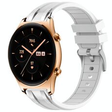 Per Honor Watch GS 3 22mm Quick Release Fibbia Argentata Cinturino Orologio in Silicone Reale (Bianco)