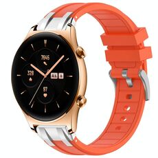 Per Honor Watch GS 3 22mm Quick Release Fibbia Argentata Cinturino in Silicone Reale (Arancione)