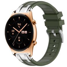 Per Honor Watch GS 3 22mm Quick Release Fibbia Argentata Cinturino Orologio in Silicone Reale (Verde Oliva)