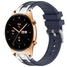 Per Honor Watch GS 3 22mm Quick Release Fibbia Argentata Cinturino Orologio in Silicone Reale (Blu Navy)