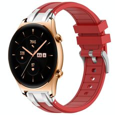 Per Honor Watch GS 3 22mm Quick Release Fibbia Argentata Cinturino Orologio in Silicone Reale (Rosso)