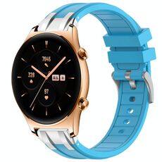 Per Honor Watch GS 3 22mm Quick Release Fibbia Argentata Cinturino Orologio in Silicone Reale (Blu Cielo)