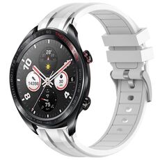Per Honor Watch Dream 22mm Quick Release Fibbia Argentata Cinturino per Orologio in Silicone Reale (Bianco)