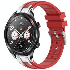 Per Honor Watch Dream 22mm Quick Release Fibbia Argentata Cinturino per Orologio in Silicone Reale (Rosso)
