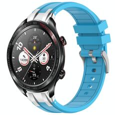 Per Honor Watch Dream 22mm Quick Release Fibbia Argentata Cinturino per Orologio in Silicone Reale (Blu Cielo)