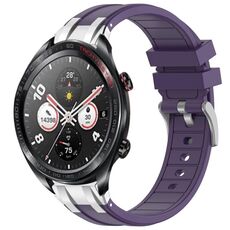 Per Honor Watch Dream 22mm Quick Release Fibbia Argentata Cinturino Orologio in Silicone Reale (Viola)