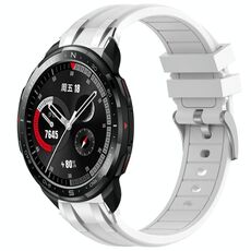 Per Honor Watch GS Pro 22mm Quick Release Fibbia Argentata Cinturino per Orologio in Silicone Reale (Bianco)
