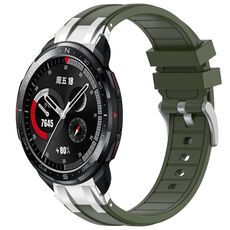 Per Honor Watch GS Pro 22mm Quick Release Fibbia Argentata Cinturino Orologio in Silicone Reale (Verde Oliva)