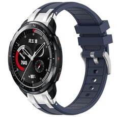 Per Honor Watch GS Pro 22mm Quick Release Fibbia Argentata Cinturino per Orologio in Silicone Reale (Blu Navy)