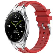 Per Xiaomi Watch 2 22mm Quick Release Silver Buckle Royal Silicone Watch Band (Rosso)