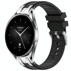 Per Xiaomi Watch S2 22mm Quick Release Silver Buckle Royal Silicone Watch Band (Nero)