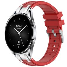 Per Xiaomi Watch S2 22mm Quick Release Silver Buckle Royal Silicone Watch Band (Rosso)