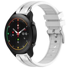 Per Xiaomi Watch S1 Pro 22mm Quick Release Silver Buckle Royal Silicone Watch Band (Bianco)
