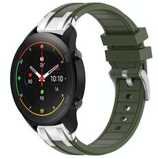 Per Xiaomi Watch S1 Pro 22mm Quick Release Silver Buckle Royal Silicone Watch Band (verde oliva)
