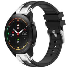 Per Xiaomi Watch S1 Pro 22mm Quick Release Silver Buckle Royal Silicone Watch Band (Nero)