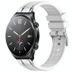 Per Xiaomi Watch S1 22mm Quick Release Silver Buckle Royal Silicone Watch Band (Bianco)