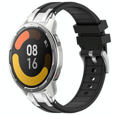 Per Xiaomi Watch Color 2 22mm Quick Release Silver Buckle Royal Silicone Watch Band (Nero)
