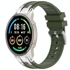Per Xiaomi Watch Sport 22mm Quick Release Silver Buckle Royal Silicone Watch Band (verde oliva)