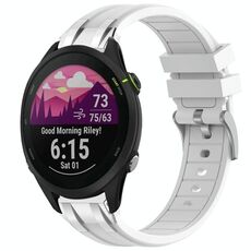 Per Garmin Forerunner 255 Music 22mm Quick Release Silver Buckle Royal Silicone Watch Band (Bianco)